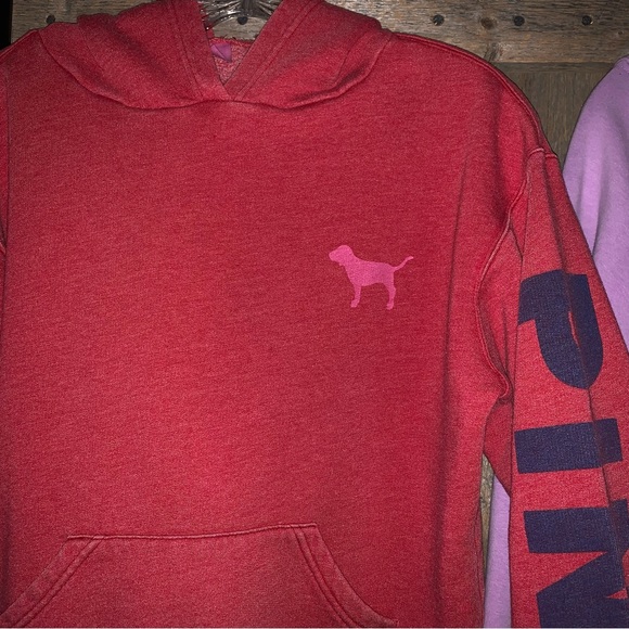 Women’s Junior M VICTORIA SECRET PINK GAP Vintage Pullover Hoodies Red Lavender - Picture 2 of 15